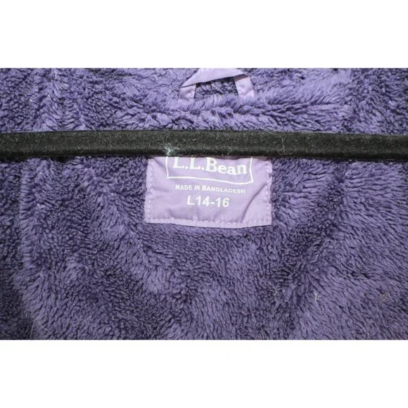 LL Bean Ultralight 650 Down Jacket Fleece Lined Quilted Purple Size L 14-16
